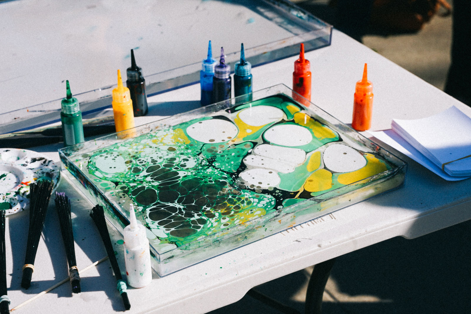 DIY Happy Hour Water Marbling in Austin at The Commune