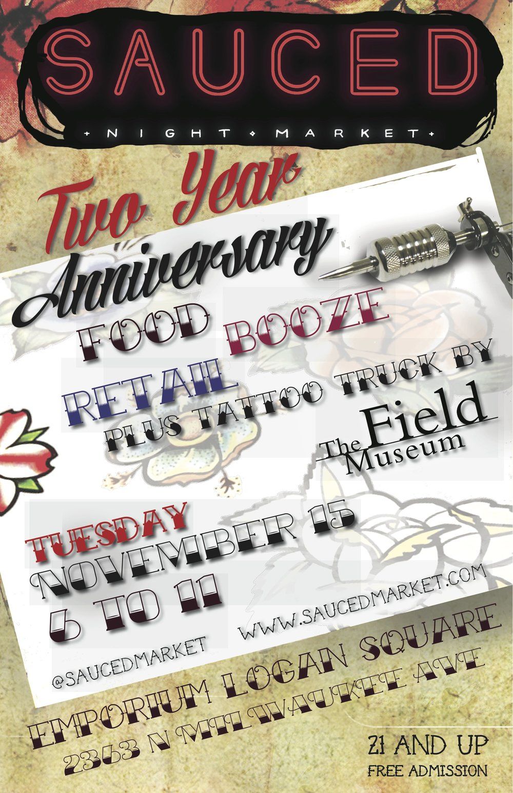 Sauced Two Year Anniversary Market in Chicago at Emporium Arcade