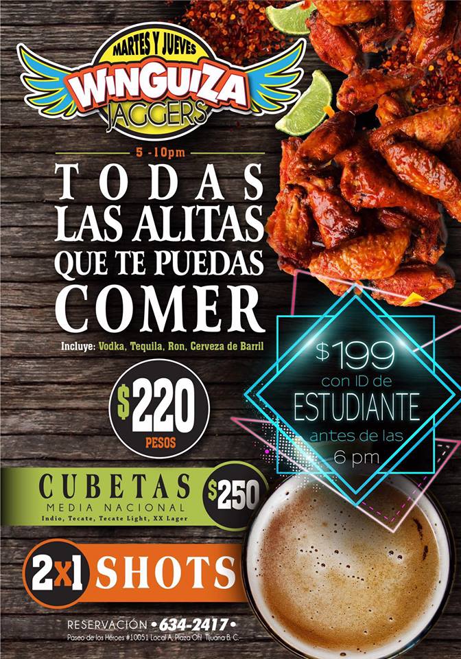 Winguiza Jueves en Tijuana en Jaggers Sport Bar & Grill