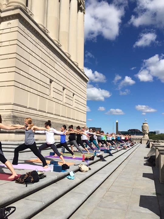 Outdoor Yoga in Indianapolis at Indiana War Memorial & American