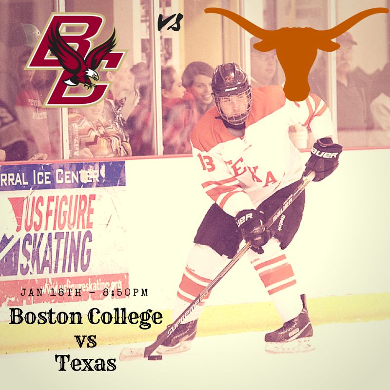 UT v Boston College Hockey Game in Austin at Chaparral Ice